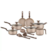 Imagem da oferta Jogo De Panelas 10 Peças Antiaderente Tampa De Vidro Teflon