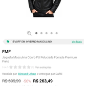 Imagem da oferta Jaqueta Masculina Couro PU Peluciada Forrada Premium Preto