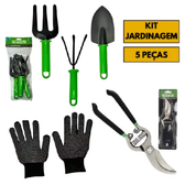 Imagem da oferta Kit Jogo Jardinagem Jardim Pá Tesoura Poda Luva 5 Peças