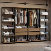 Imagem da oferta Guarda-roupa Closet Modulado Valencia 4 Gavetas 258cm Rustic/preto Madesa 01