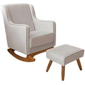 Imagem da oferta Poltrona/Cadeira de Amamentação para Mamãe Balanço com Puff -Linho Ds Home