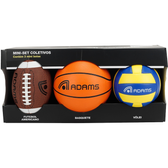 Imagem da oferta Kit Mini Bolas Esportivas Adams com 3 Unidades - Basquete Futebol Americano e Vôlei