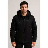 Imagem da oferta Jaqueta Sarja Masculina Com Capuz Removível Forrada