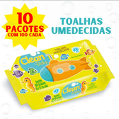Imagem da oferta Pack 10 Pacotes Toalhas Umedecidas Clean Baby - 100 Unidades Cada
