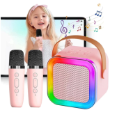 Imagem da oferta K12 Caixa de som sem fio com microfone Karaokê Mini Alto-falante Bluetooth portátil de Karaoke com 12 Microfone