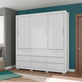 Imagem da oferta Guarda-Roupa Bartira Arezzo com 3 Portas e 9 Gavetas Externas - Branco
