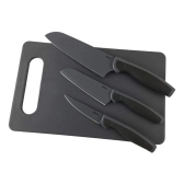 Imagem da oferta Jogo 3 Facas Cozinha C/ Tábua Slice Craft 4 Pçs Preto Oster