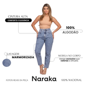 Imagem da oferta Calça Mom Jeans Feminina Cintura AltaMarmorizada