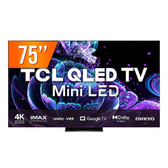 Imagem da oferta Smart TV QLED 75" Google TV UHD 4K TCL 75C835 Comando de Voz HDR 144Hz 4 HDMI 2 USB Wi-Fi Bluetooth