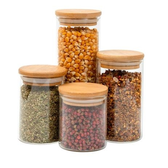 Imagem da oferta Kit 4 potes de vidro tampa de bambu herméticos redondos - Tüd