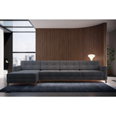 Imagem da oferta Sofá 4 Lugares Living com Chaise Esquerdo Pés e Base em Madeira Linho Cotton Grafite