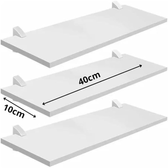 Imagem da oferta PRAT.K Kit 3 Prateleiras Brancas 15x10x40cm com Bucha - Organizador de Parede (Decorare)