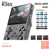 Imagem da oferta Console Portátil R36S + de 15.000 Jogos Vídeo Game 64g Linux Tela IPS 3.5 Polegadas com 63% de desconto!