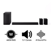 Imagem da oferta SoundBar LG S60TR 440W RMS 5.1 Canais Bluetooth 5.3 Dolby Digital Alto-Falantes Traseiros AI Sound Pro