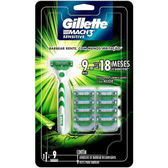 Imagem da oferta Gillette Aparelho De Barbear Mach3 Sensitive + 9 Cargas