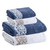 Imagem da oferta Kit Jogo Toalhas Banho e Rosto 4 Peças Medalhão Corttex Algodão Jacquard Alta Absorção 450g/m² - Altihaus (Branco/
