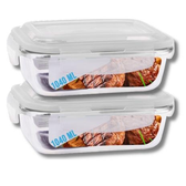 Imagem da oferta Conjunto 2 Potes Vidro Hermético Marmita Com 4 Travas 1040ml