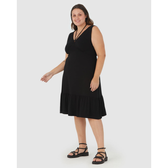 Imagem da oferta Vestido Feminino Plus Size Com Cordão Em Viscose Stretch Preto G1 - Moda feminina masculina plus size e infantil | Ma