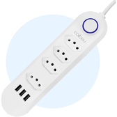 Imagem da oferta Extensão Tomada Régua Tomada 4 Tomadas 3 Interfaces USB Cabo de Alimentação de 2 Metros Suporte a Tensão de 110-220