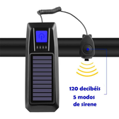 Imagem da oferta Farol Lanterna LED De Bicicleta Dianteiro Para Guidão Recarregável Com Luz Solar De Efeito Sonoro Alto Sirene Buzina A