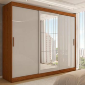 Imagem da oferta Guarda-Roupa Casal Harvard 3 Portas 2 Gavetas com Espelho 100% Mdf Off WhiteNogueira - Panorama Móveis - Guarda-Roupa