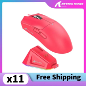 Imagem da oferta Attack shark x11 paw3311 mouse bluetooth conexão tripla modo toque doca de carregamento magnética ultra
