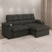 Imagem da oferta Sofá 4 Lugares Luizzi Liverpool Slim com Assento Retrátil e Reclinável Revestido em Suede - 240cm de Largura - Marrom