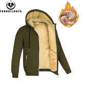 Imagem da oferta 2024 outono inverno homens ao ar livre windbreak velo jaqueta quente com capuz confortável solto zíper casual moda cas
