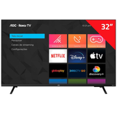 Imagem da oferta Smart TV LED 32" AOC LCD HD com Wi-Fi 2 USB 3 HDMI Controle Remoto Aplicativo Roku Botão Netflix - 32S5135/78G