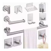 Imagem da oferta Kit Acessórios P/ Banheiro Inox Com Toalheiro 11 Peças Preto