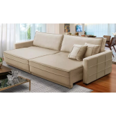Imagem da oferta Sofá Cama Retrátil Reclinável 2,10m Molas Karen Veludo Bege