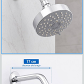Imagem da oferta TKLA Ducha Redonda de Alta Vazão 5 Jatos Cor Cromada Chuveiro Externo Gas Aquecedor