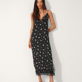 Imagem da oferta Vestido midi slip dress feminino em crepe floral - Preto
