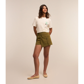 Imagem da oferta Short Saia em Alfaiataria Transpassada com Bolso Cargo