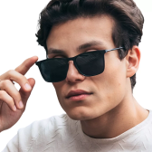 Imagem da oferta Óculos De Sol Quadrado Preto Fosco Unissex Proteção Uv400