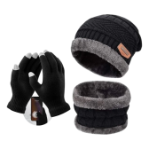 Imagem da oferta Kit Touca Gorro Lã Forrada + Luva Touch Quente Mexer Celular