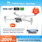 Imagem da oferta Fimi x8t Câmera Drone lente infravermelha hermal tripla câmera cardan 30x zoom roklink5.0 20km