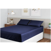 Imagem da oferta Jogo de Cama Casal 100% Poliéster Marcelino Têxtil Hypercal Azul Marinho - 3 Peças