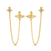 Imagem da oferta Brinco Life Signature Estrela Dupla com Banho de Ouro Amarelo