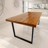 Imagem da oferta Mesa De Jantar Industrial Tampo Madeira Decor Maciça 160x90x78cm
