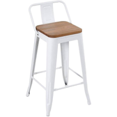 Imagem da oferta Banqueta Iron Tolix com Encosto e Assento de Madeira Rústica Clara - 66cm