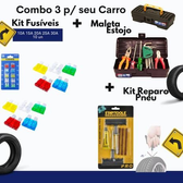 Imagem da oferta Combo Caixa Ferramenta+Kit Fusíveis Para Automovel+Kit Reparo Pneu Moto e Carro