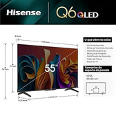Imagem da oferta Hisense Smart TV UHD 4K QLED 55" Polegadas 55Q6N Google TV com HDR10+ Dolby Atmos Sports Mode Game Mode Plus e Compatív