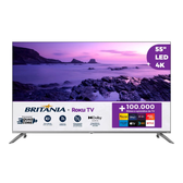 Imagem da oferta Smart TV DLED 55" Ultra HD Britânia 4K Roku TV com HDMI USB Wi-Fi Dolby Audio - BTV55G7PR2CGB