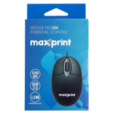 Imagem da oferta Maxprint Mouse MO1000 Essential com Fio Design Ergonômico 1200 DPI Preto Conexão USB para Computador e Notebook