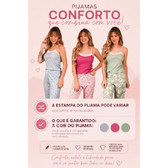 Imagem da oferta Pijama Baby Doll Feminino Adulto Suede Confortável com Calça Estampada e Blusa Lisa
