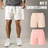 Imagem da oferta Kit 2 Shorts em Linho Masculino Premium Mauricinho Social Casual Moda Praia verão