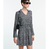 Imagem da oferta Vestido Chemise em Crepe com Amarração na Cintura e Estampa Abstrata