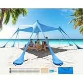 Imagem da oferta Barraca para Praia 3x3m Abrigo Praia Guarda-Sol Tenda Tenda de Praia PortáTil para FamíLia para 4 A 8 Pessoas Barraca