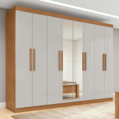 Imagem da oferta Guarda-roupa Casal Easy Slim 8 Portas C/ Espelho Amendoa/off